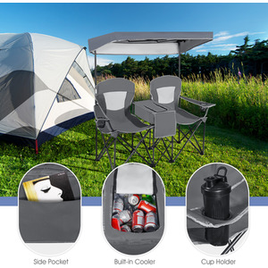 Double Sunshade Folding Chairs by Costway