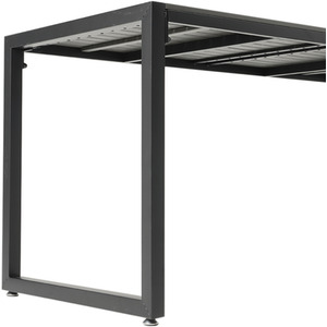 HomeScape Outdoor Dining Set with Benches - Grey Top + Black Frame by Kindred Trading LTD