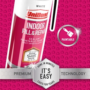 Unibond Indoor Fill and Repair Sealant Paintable Pressure Pack White 310g - Pink by Unibond
