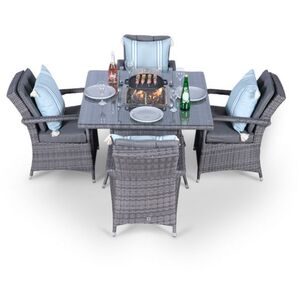 Arizona Fire Pit Square Rattan Patio Dining Set - Grey / 4 by Giardino