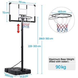 Height Adjustable Basketball Hoop Goal System - Black by Yaheetech