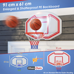 Large Wall Mounted Basketball Hoop - Black by Costway