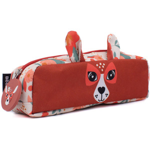 Melimelos the Deer 1-Zip Animal Face Pencil Cas - Red by Les Deglingos