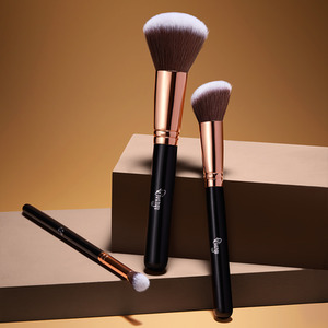 12 pcs Makeup Brush Set with Travel Case - Rose Gold by Livingandhome