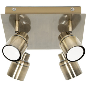 Benton 4 Way Square Plate Ceiling Spotlight Antique Brass - Gold by ValueLights