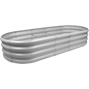 Rounded Galvanised Steel Raised Garden Bed - 180cm x 90cm - 2pc - Silver by Harbour Housewares