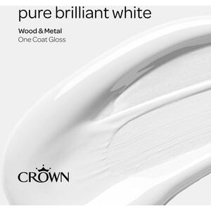 Crown Wood and Metal One Coat Gloss - Pure Brilliant White / 750ml by Crown Paints