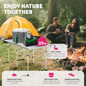 Camping Table Aluminium Foldable - Grey / 140cm by tectake