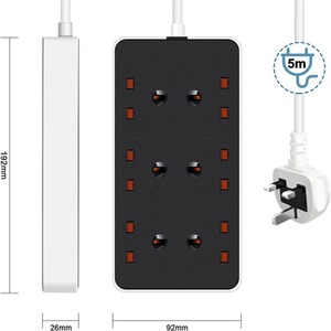 6 Way 5 Meter Extension Lead - Black by BriStar