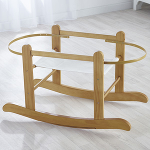 White Teddy Wash Day Moses Basket with Natural Rocking Stand - White by Kinder Valley