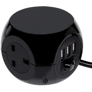 1.4M 3 Socket Electrical Extension Cube with 3 USB slots - Black by Status
