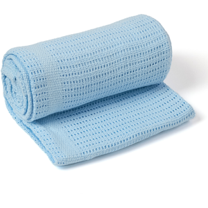 Soft Cotton Cellular Pram Blanket - Blue by Clair de Lune