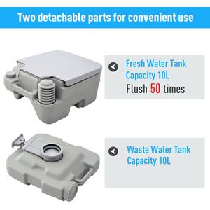 HOMCOM 10L Portable Travel Toilet - Grey by HOMCOM