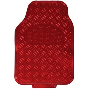 Titan Metallic Universal Rubber Backed Car Mat Set, 4 Pieces, Red - Red by JVL