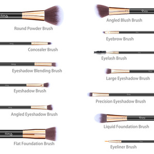 12 pcs Makeup Brush Set with Travel Case - Rose Gold by Livingandhome