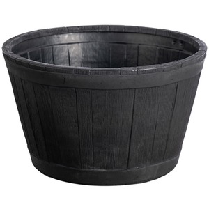 Large Oak Effect Barrel Planter Pot - Black / 1 by SK7