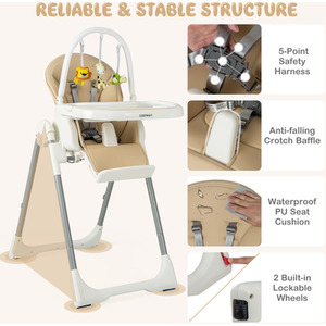 4-in-1 Baby Highchair - Almond Brown by Costway