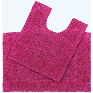 Luxury Reversible Cotton Bath Mat Set - Raspberry by Homescapes