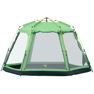 Outsunny 6 Person Camping Tent Pop-up - Green, Black by Outsunny