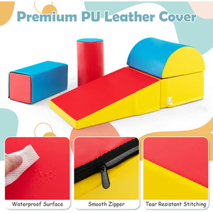 5-Piece Kids Climb Crawl Activity Playset - Red by Costway