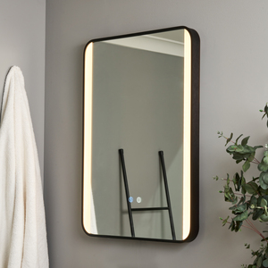 Aiga Bathroom LED CCT Mirror with Motion Sensor and Demist - Black by Litecraft