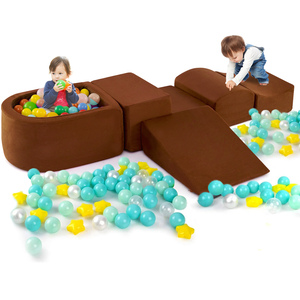 5-Piece Kids Soft Climbing Blocks - Brown by Costway