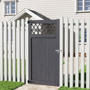 Rhombus Garden Wood Gate - Grey / 1x90*180cm Grey Wood Gate,1 x Door Latch,1 x Hardware Kit by Livingandhome