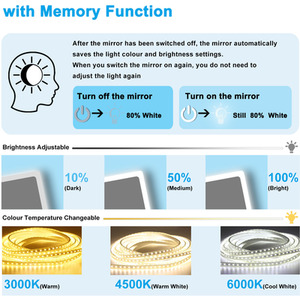 LED Bathroom Mirror Large, Dimmable and Bluetooth by AicaBathroom