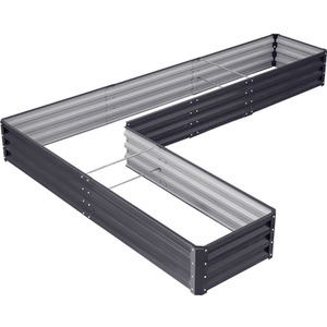 L-Shaped Galvanized Steel Raised Garden Bed by Livingandhome