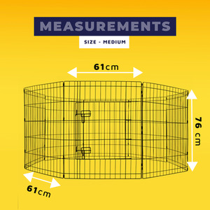 8 Panel Dog Playpen with Door - Black / M by DogCratesPlus