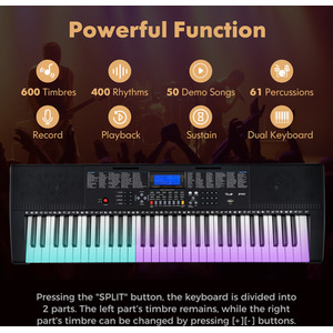 61-Key Portable Electronic Keyboard Piano - Black by Costway