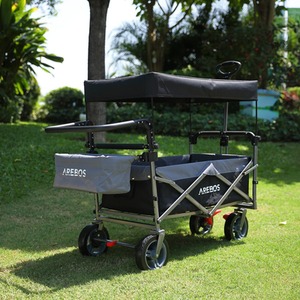 Handcart Premium Foldable with Roof - Transport Trolley - Black by AREBOS