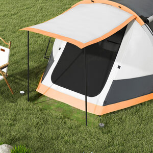 Outsunny 3-4 Man Camping Tent with Bedroom, Living Room and Porch - Orange by Outsunny