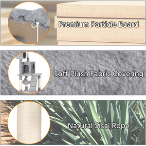 Cat Tree with Sisal Scratching Post - Light Grey by Yaheetech