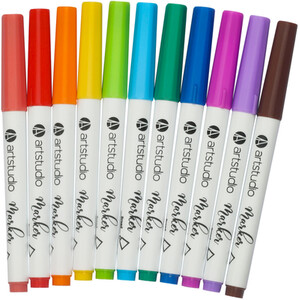 12 Piece Mixed Colour Wallet of Markers by Art Studio