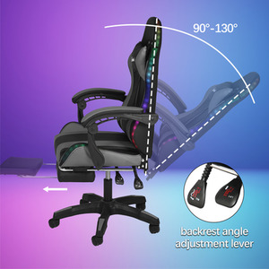 Premium LED Gaming Chair with Footrest - Grey by Groundlevel