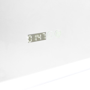 Aluminum Rounding LED Bathroom Mirror with Clock Fog Free - White by Livingandhome