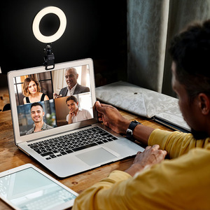 Dimmable Laptop Ring Light with Phone Holder - Black by Livingandhome