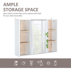 HOMCOM Bathroom Mirror Cabinet, Wall Mounted Medicine Cabinet with Shelf - White by HOMCOM
