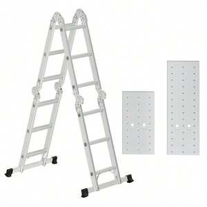 Multi-Purpose Aluminium Ladder - Silver by SONGMICS