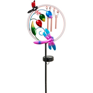Solar Neon Windchime Stake Light - Pink