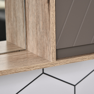 HOMCOM Wall Mounting Bathroom Cabinet Mirror - Grey & Oak Brown by HOMCOM