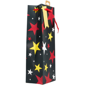 Pack of 2 Beer and Starry Bottle Gift Bags - Black and Red