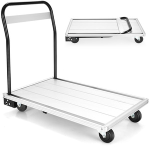 Folding Alloy Platform Cart - White by Costway