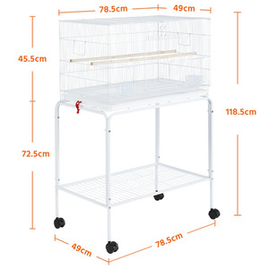 Small Birds Flight Cage with Rolling Stand - White by Yaheetech