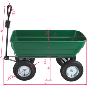 Hand Cart with Pneumatic Tyres (300Kg Load Capacity) - Green by tectake