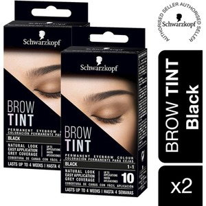Schwarzkopf Brow Tint Professional Black Permanent Eyebrow Dye Tinting Kit - Buy 2 - Black / 0.08kg / 6cm by Schwarzkopf