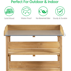 Outdoor Potting Bench Table with Storage Shelf by Yaheetech