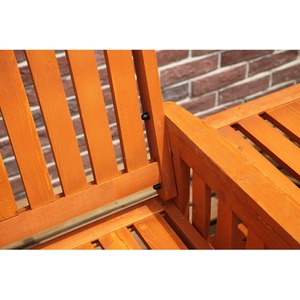 Wooden Bench 2 Seater Twin Chair With Table - Natural by BIRCHTREE