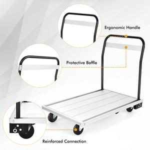 Folding Alloy Platform Cart - White by Costway